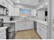 Kitchen features white cabinets, black appliances, and a breakfast bar at , Las Vegas, NV 89121