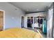 Bright bedroom with ample closet space and a teal accent wall at 1816 Saylor Way, Las Vegas, NV 89108