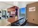 Modern dining area with a view of the city skyline at 4381 W Flamingo Rd # 5201, Las Vegas, NV 89103