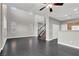 Spacious living room with dark tile floors and high ceilings at 656 Integrity Point Ave, Henderson, NV 89012