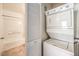 Stackable washer and dryer in a small laundry closet at 3318 N Decatur Blvd # 2086, Las Vegas, NV 89130