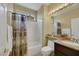 Bathroom with shower/tub combo and granite countertop at 2360 Hardin Ridge Dr, Henderson, NV 89052