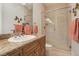 Bathroom with a vanity, shower, and granite countertop at 1278 Imperia Dr, Henderson, NV 89052