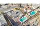 Aerial view showing single story home with pool and desert landscaping at 5396 Chestnut St, Las Vegas, NV 89119