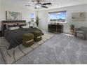 Virtually staged main bedroom with mountain views at 10843 Leatherstocking Ave, Las Vegas, NV 89166