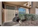 Inviting entryway with security door and well-maintained landscaping at 804 N Torrey Pines Dr, Las Vegas, NV 89107