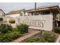 Gated entrance to the Village of Woodbury community at 3949 Weybridge Dr, Las Vegas, NV 89121