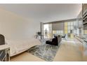 Modern bedroom with city views and built-in storage at 3722 Las Vegas Blvd # 1010, Las Vegas, NV 89158