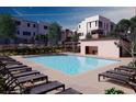 Community pool with lounge chairs and a shaded cabana at 3355 Roebling Opal Way, Henderson, NV 89044