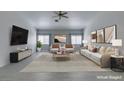 Virtually staged living room featuring modern furniture and decor at 8111 Desert Cloud Ave, Las Vegas, NV 89131