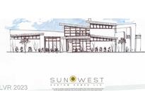 Architectural sketch of a modern home exterior at 35 Rockstream Dr, Henderson, NV 89012