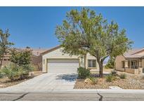 Single-story home with attached garage and landscaping at 2220 Carrier Dove Way, North Las Vegas, NV 89084