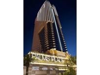 Night view of Palms Place highrise building in Las Vegas at 4381 W Flamingo Rd # 3501, Las Vegas, NV 89103