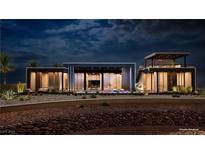 Luxury home with a modern design, pool, and landscaped grounds at 1 Climbing Canyon Dr, Henderson, NV 89052