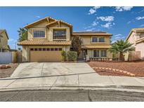 Two story home with solar panels and large driveway at 3381 Biscayne Bay Dr, Las Vegas, NV 89117