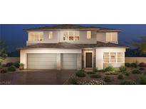 Two-story house with a three-car garage and landscaping at 10191 Pleasant Knoll Ave, Las Vegas, NV 89166