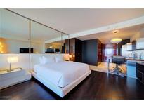 Modern bedroom with a comfortable bed and sleek design at 4381 W Flamingo Rd # 1705, Las Vegas, NV 89103