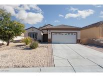 Single-story home with two-car garage and landscaped yard at 2516 Cosmic Dust St, Henderson, NV 89044