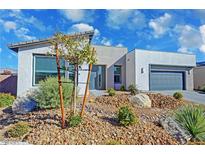 Modern single-story home with two-car garage and desert landscaping at 4717 S Maddington Ct, Pahrump, NV 89061