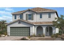 Two-story house with green garage door and neutral siding at 3103 Magnolia Ranch Ave, Las Vegas, NV 89139