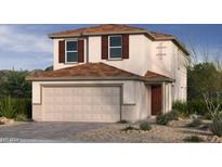 Two-story house with a brown tile roof, neutral-colored siding, and a two-car garage at 7110 Parkallen Ave, Las Vegas, NV 89113