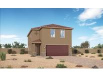 Two-story stucco home with a two-car garage and desert landscaping at 4640 Poetic Author Ave, Las Vegas, NV 89115