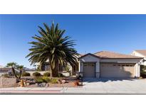 Single-story house with two-car garage, landscaping, and desert plants at 2167 Fort Sanders St, Henderson, NV 89052