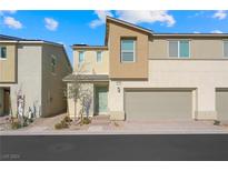 Modern two-story home with attached garage and landscaped front yard at 5672 Sapphire Shine Ave, Las Vegas, NV 89122
