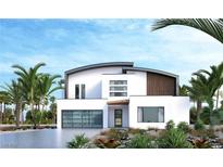 Modern two-story home with curved roofline, attached garage, and desert landscaping at 357 Via Sorrento, Henderson, NV 89012